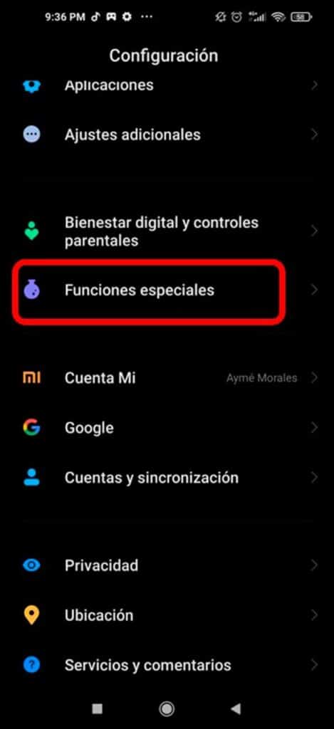 Abrir Funciones especiales apara la caja de herramienda de video en xiaomi