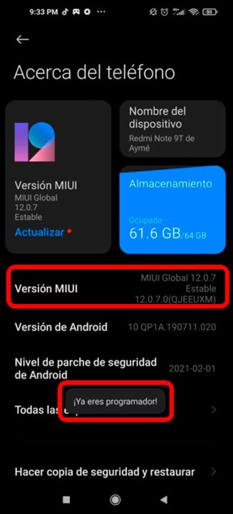 Activar Opciones de Desarrollador en MIUI