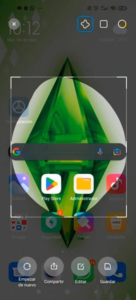 Ajuste de la pantalla de captura en xiaomi