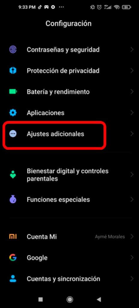 Entrar en Opciones de desarrollador de MIUI