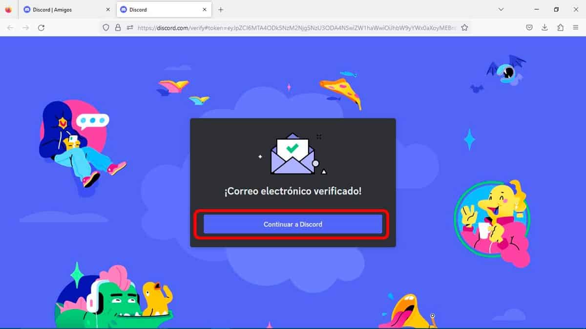 Presionar Continuar con Discord