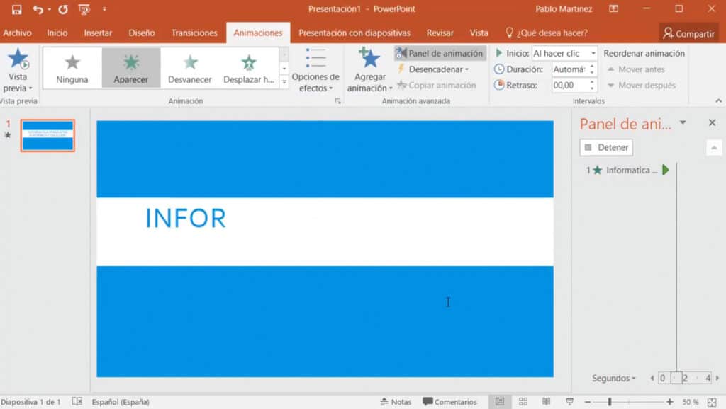 Utilizar efecto Maquina de Escribir